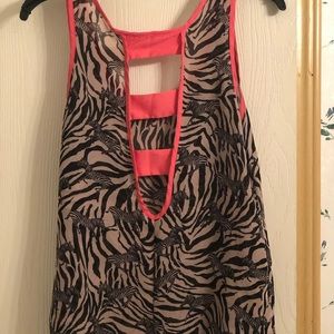 Sheer, zebra printed tank top